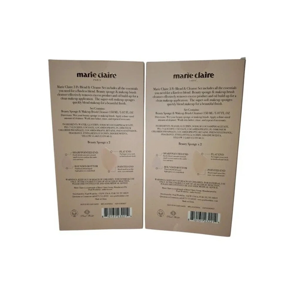(2 Box Sets) marie claire Beauty Sponge & Makeup Brush Cleanser Set - Pink